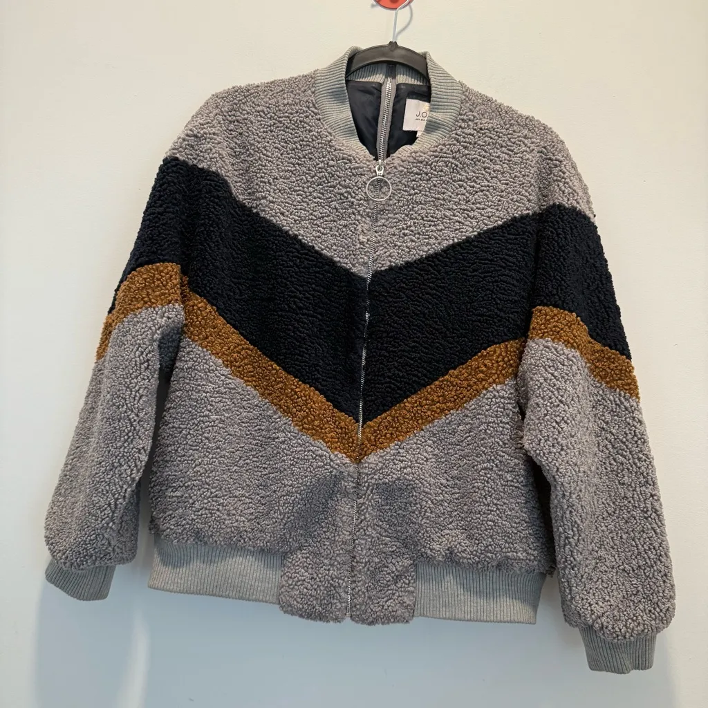 J.O.A. Colorblock Teddy Faux Fur Jacket,l size S - Image 2