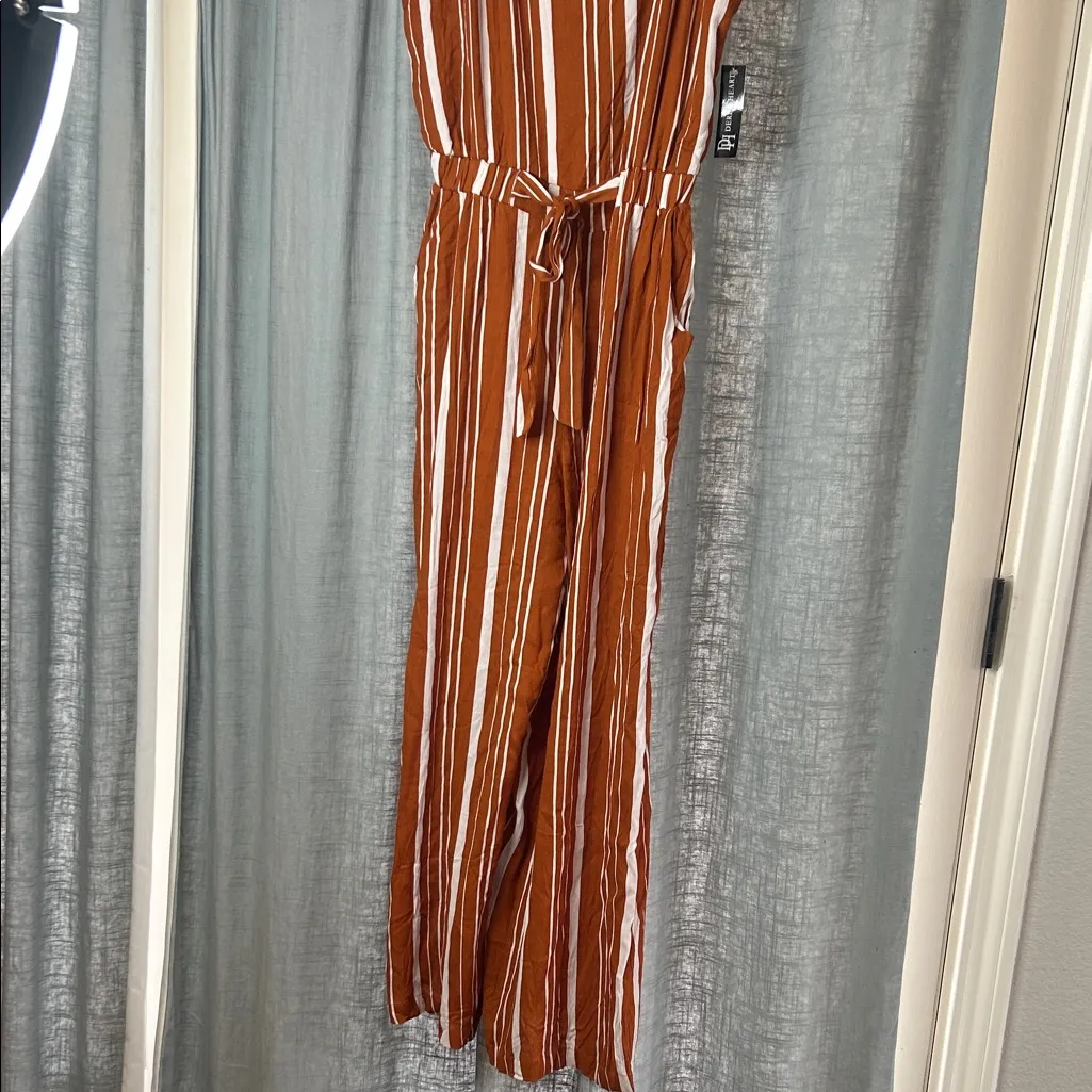 Derek Heart Rust and White Striped Jumpsuit - Image 9