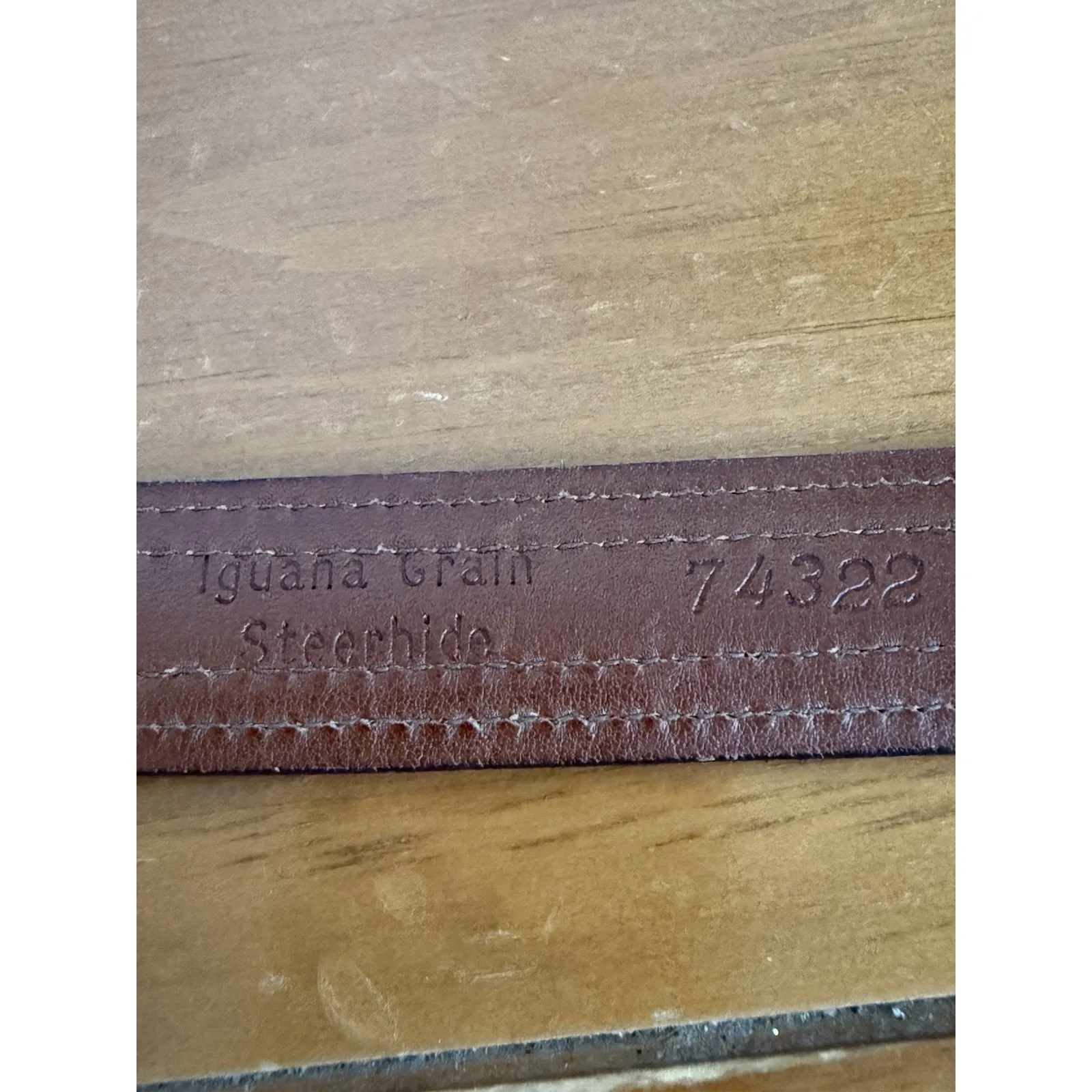 Vintage Leather Belt Iguana Grain Steerhide Brass Buckle Made In‎ USA Size S/M Brown - Image 5