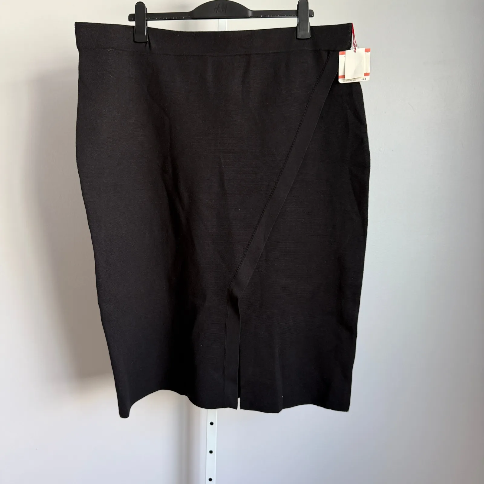 Anne Klein Black Pencil Skirt Asymmetrical Knit‎ Stretch 3X Work Career NWT - Image 2