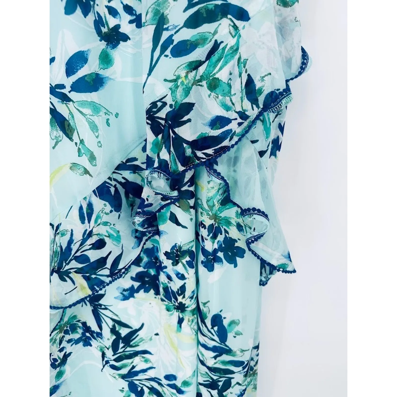 Lulus Sammi Light Blue Floral Print Ruffled Surplice Maxi Dress Size Large NEW - Image 5