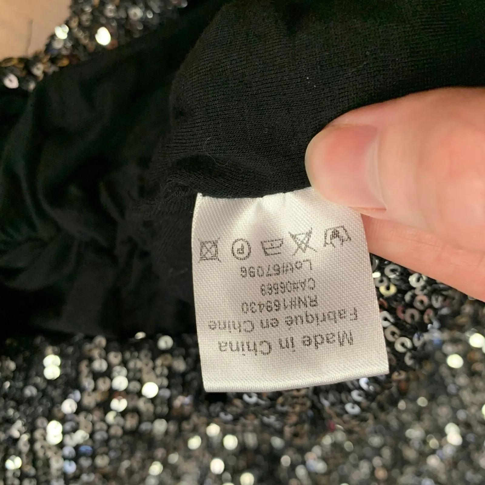 Elan Sequin Top‎ Womens Size Medium Sleeveless Blouse Party Sparkle Ruched Black - Image 7