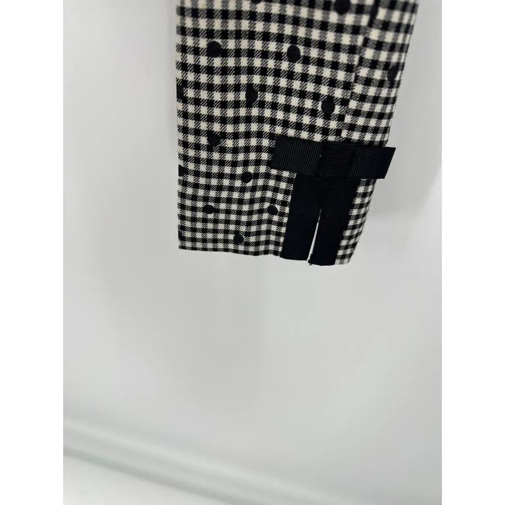 Talbots Dress Pants Women 2 Black White Wool Gingham Polka Dot Bow Ankle Detail - Image 5