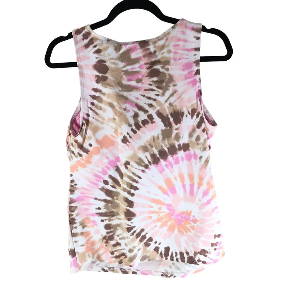 Lands End Chlorine Resist High Neck UPF 50 Modest Tankini Top White Tie Dye 4 - Image 2