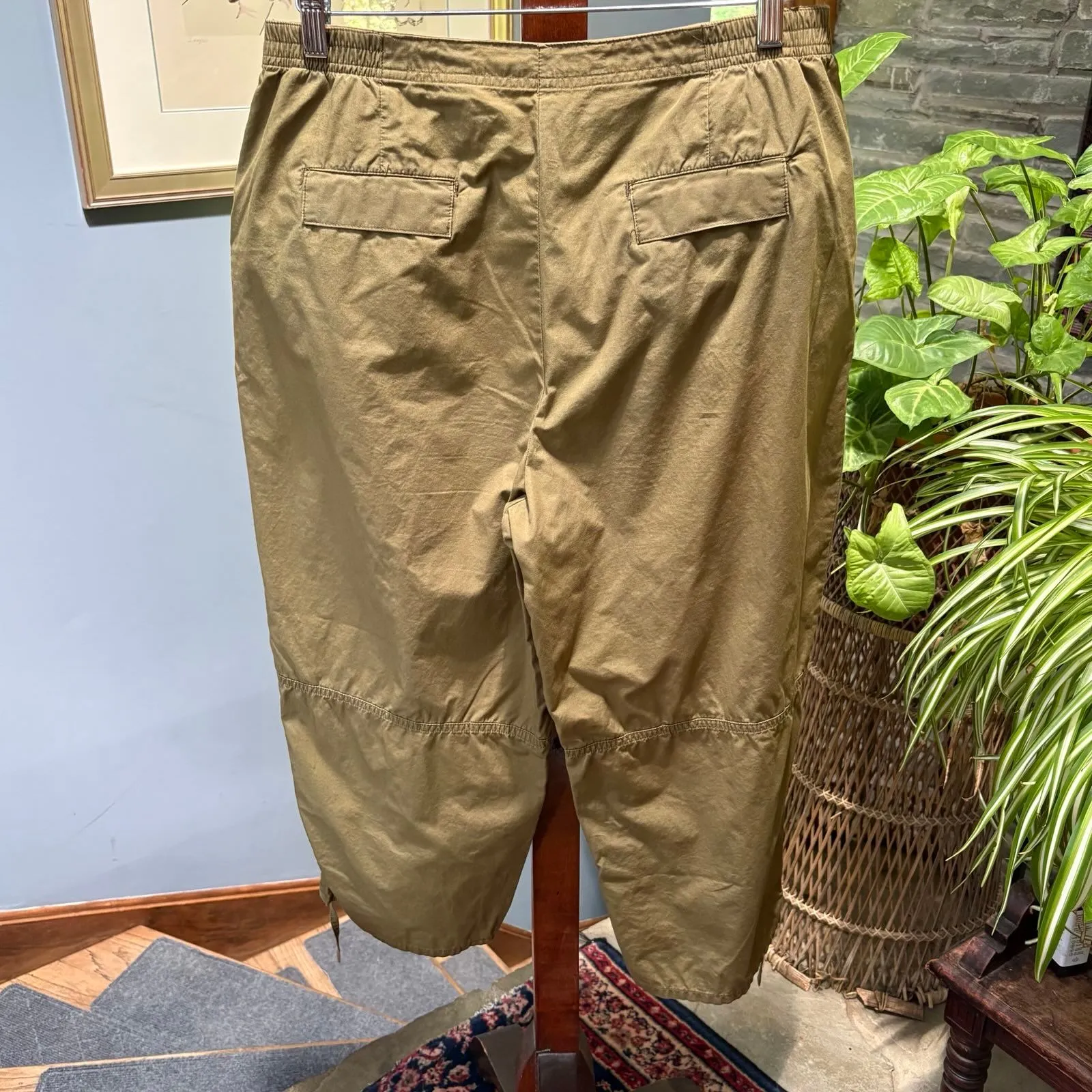Karen Scott Sport 100% Cotton Olive Green Easy Cropped Capri Pants size 14 - Image 5