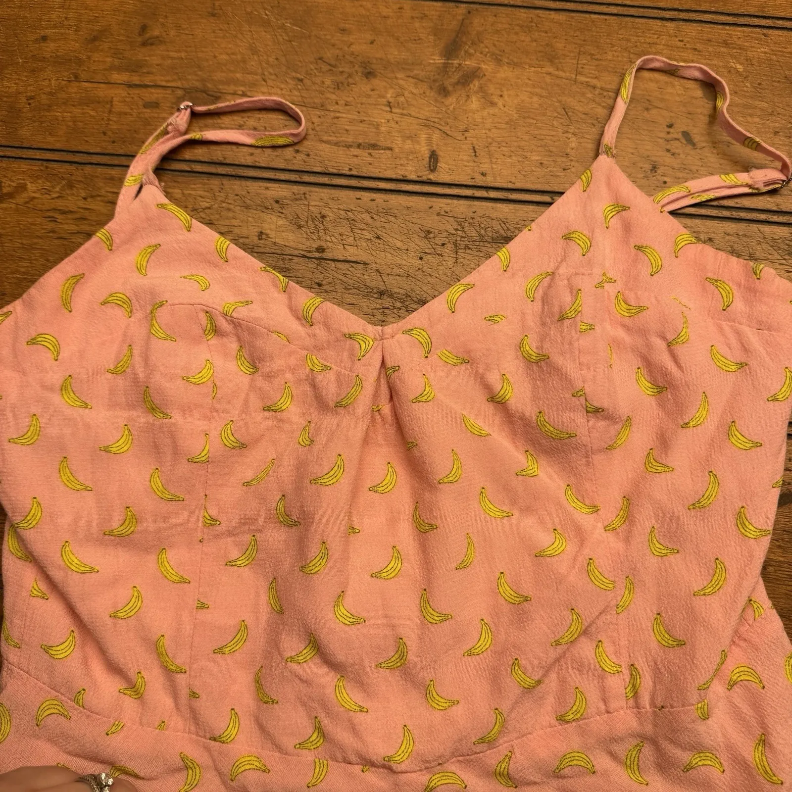 Zara Womens‎ Pink Bananas Spaghetti Straps Romper Size Small - Image 3