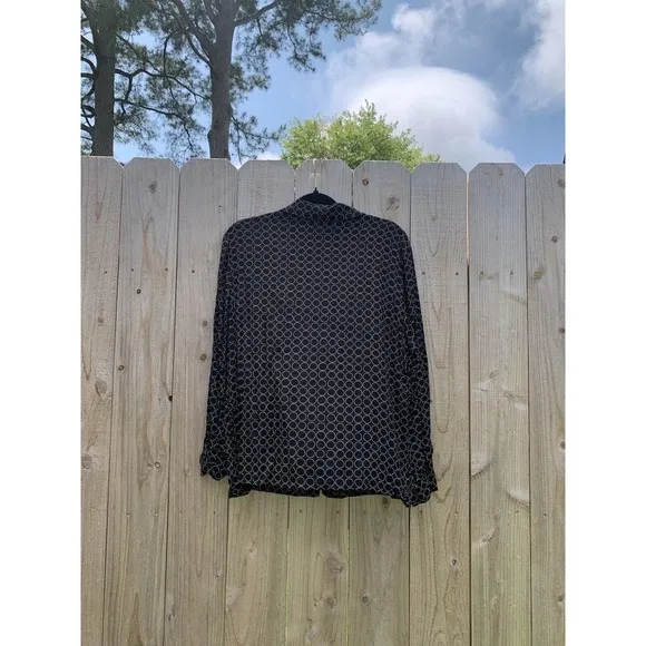 Josephine Chaus Button Down Shirt Black Circle Long Sleeve Top Womens‎ 14 - Image 6