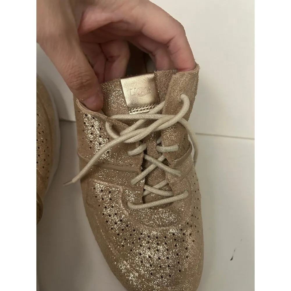 UGG Women’s Gold Metallic Shimmery Tye Stardust Sneakers Shoes 7.5 - Image 5