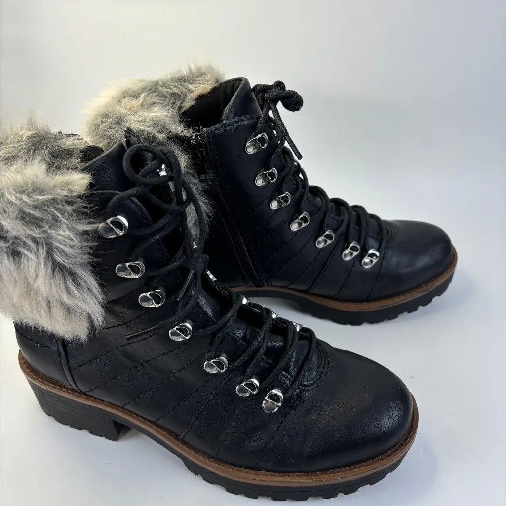 Kaari Blue  Katie Combat Boot~ Black~ with Fur Trim~ Size 8.5 - Image 6