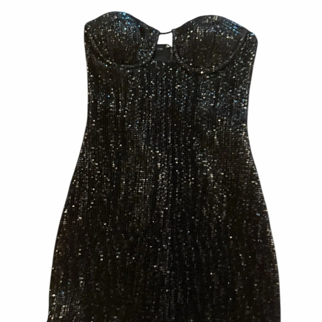 Camila Coelho Mackenzie Black  Sequin Corset Strapless Dress NYE Dress XS - Image 6
