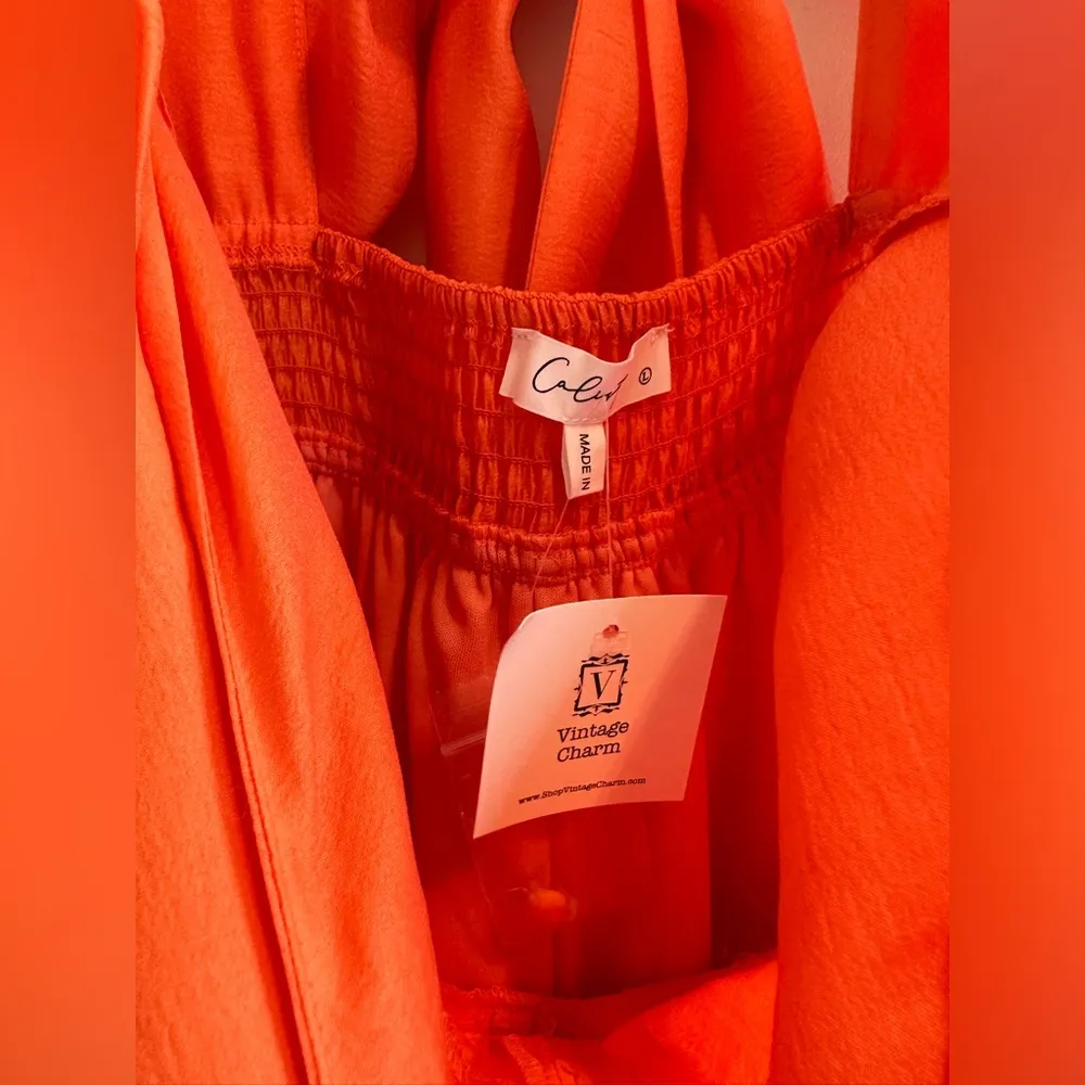 NWT Colesta Orange Dress Ruffle Large - Image 4