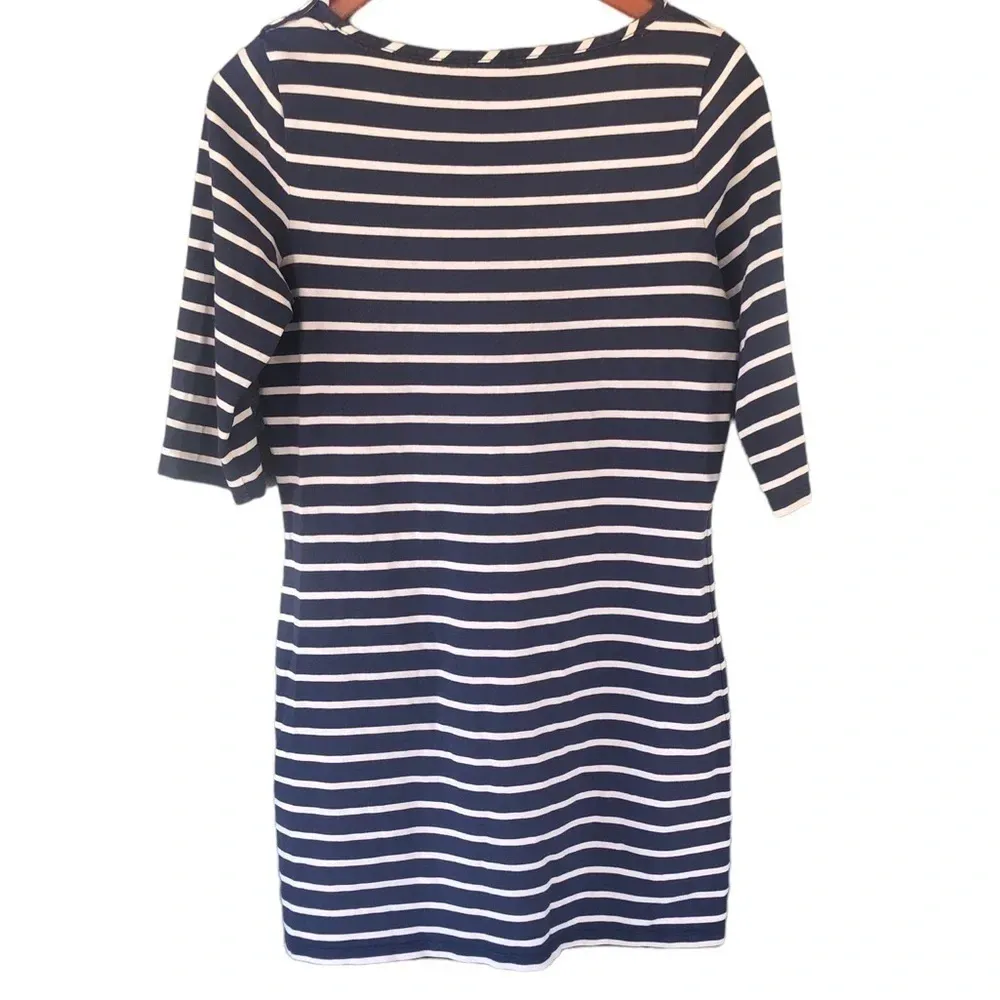 Boden navy blue off white striped shift tunic dress nautical old money fisherman Size 8 - Image 2