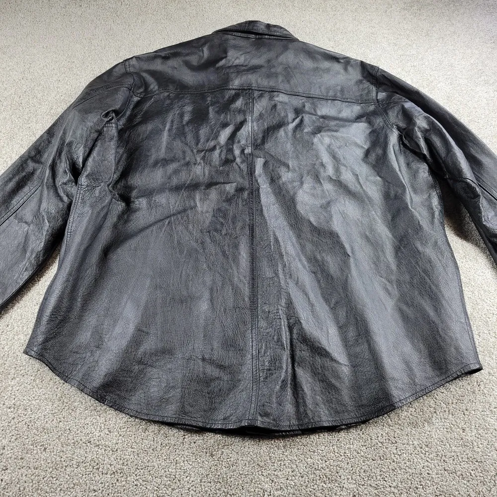 Bikers Dream Apparel Womens Moto Shacket 4XL Black Leather Button Down Size undefined - Image 11