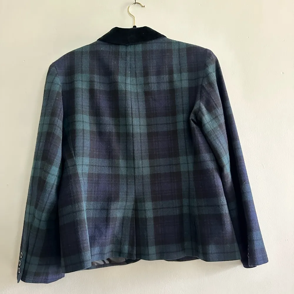 American Vintage Summit Hill | Deadstock 100% Wool Plaid Tartan Blazer Size 14 - Image 2