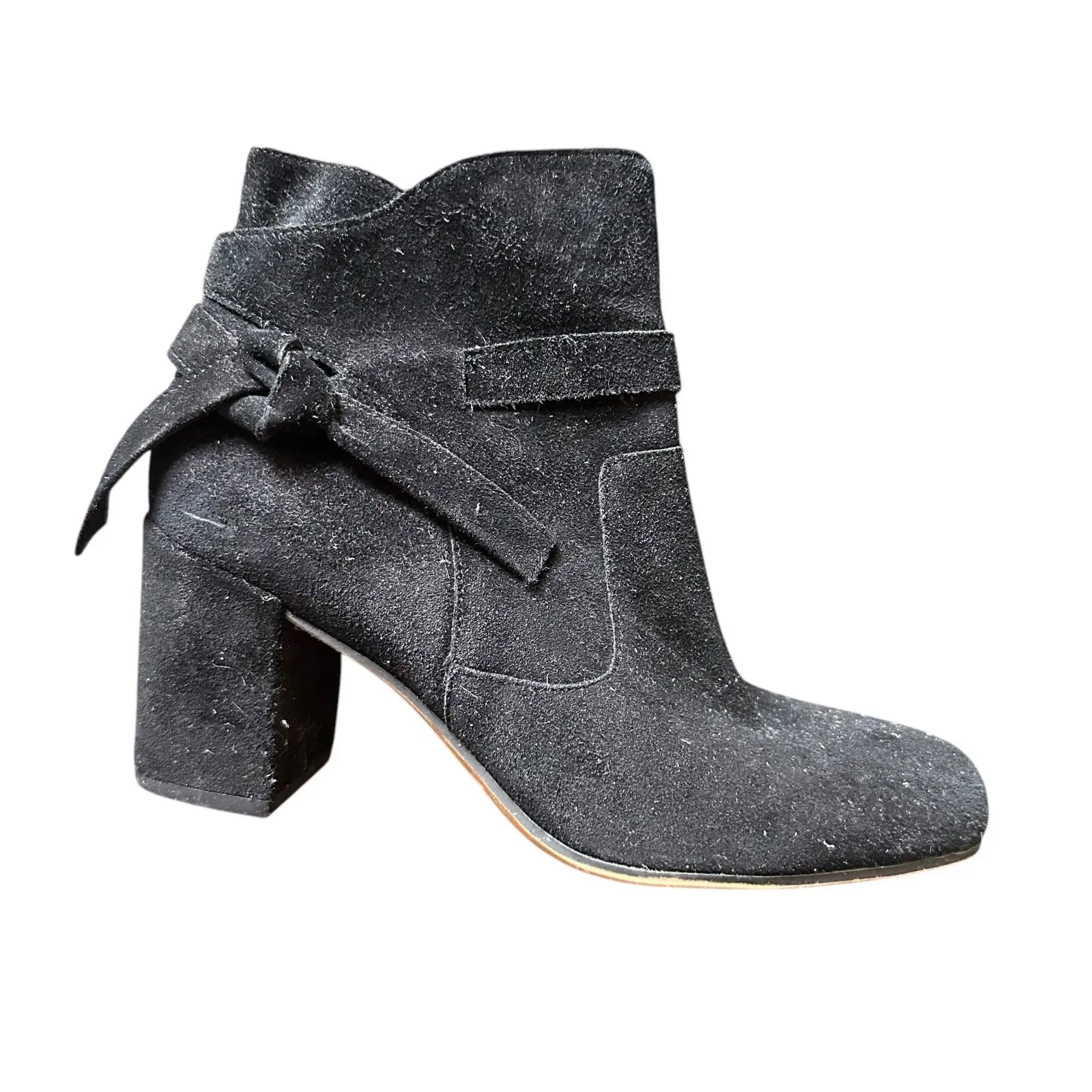 FRANCO SARTO Pamela Suede Tie Ankle Booties Black Sz‎ 7.5 - Image 4