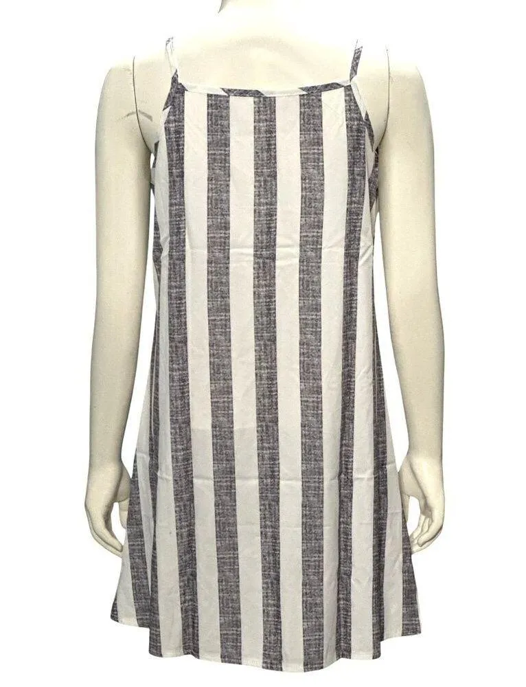 CCC Black White Striped A Line Sleeveless Spaghetti Straps Sheer Lightweight Dre Size undefined - Image 3