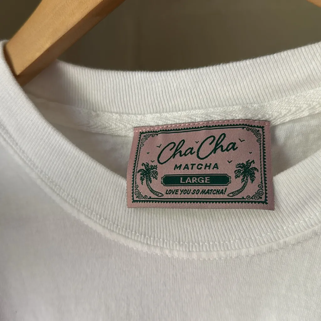 CHA CHA shirt matcha cafe White T - Image 3