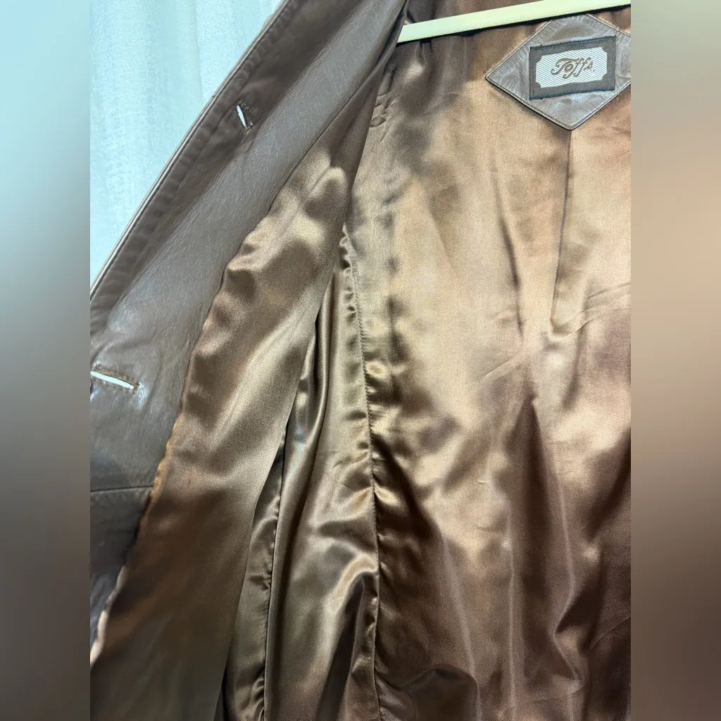 Tofi Women’s Brown Genuine Leather Button Front Jacket Size 14 - Image 5