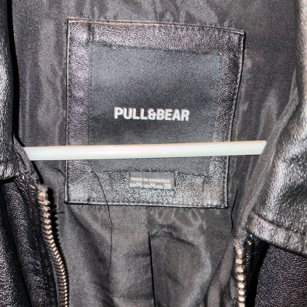 Pull&Bear Black Faux Leather Dad Jacket Size M - Image 4