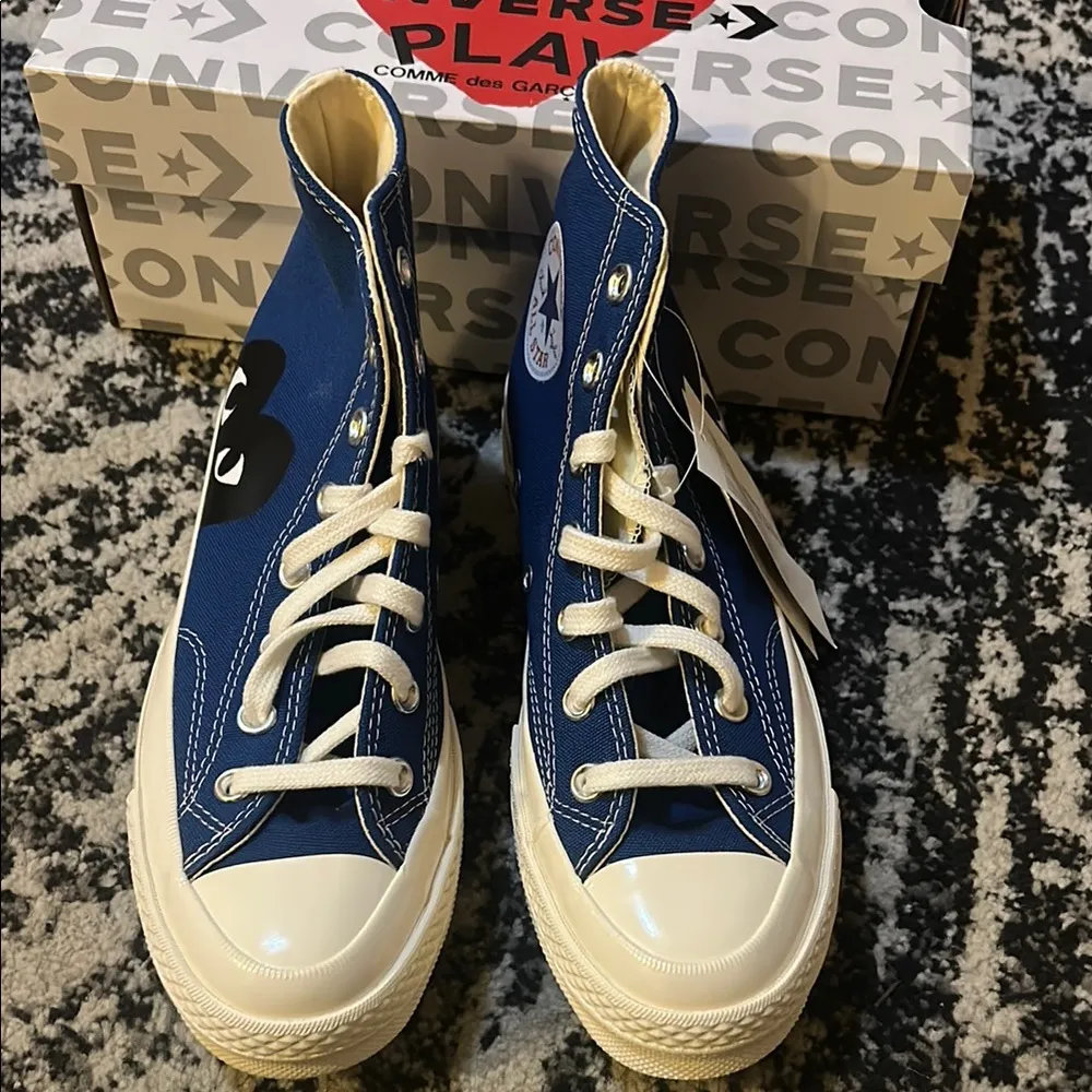 COMME des GARÇONS PLAY Blue Converse Edition Half Heart Chuck 70 Sneakers Size 8 - Image 3