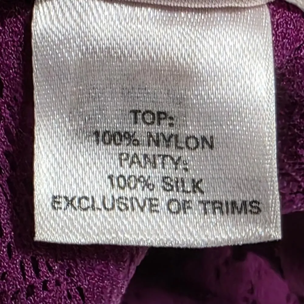 VS Victoria's Secret Vintage Sheer Lace Babydoll Teddy Purple Medium - Image 5