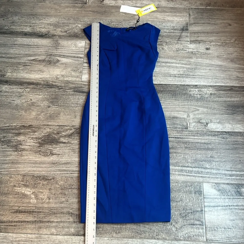 Karen Millen Tailored Pencil Sheath Dress Sz 4 BLUE FORMAL CASUAL NWT #179 - Image 7