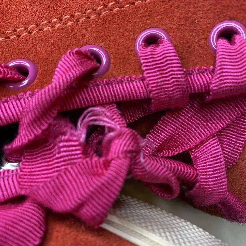 Kate Spade Lorna Orange Red Pink Sport Suede Leather High Top Sneakers Size 8 - Image 5