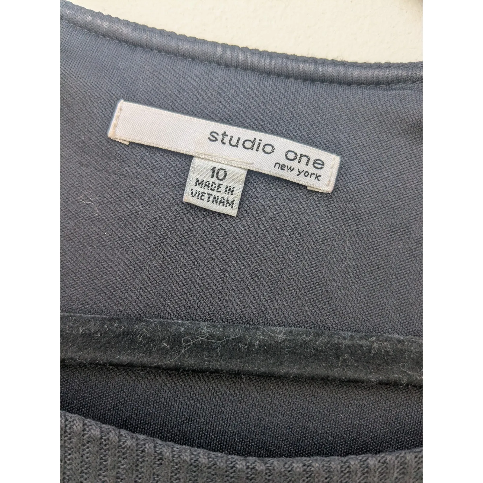 Studio One Midi Shift Dress Knit Sweater Black/Gray Size 10 - Image 6