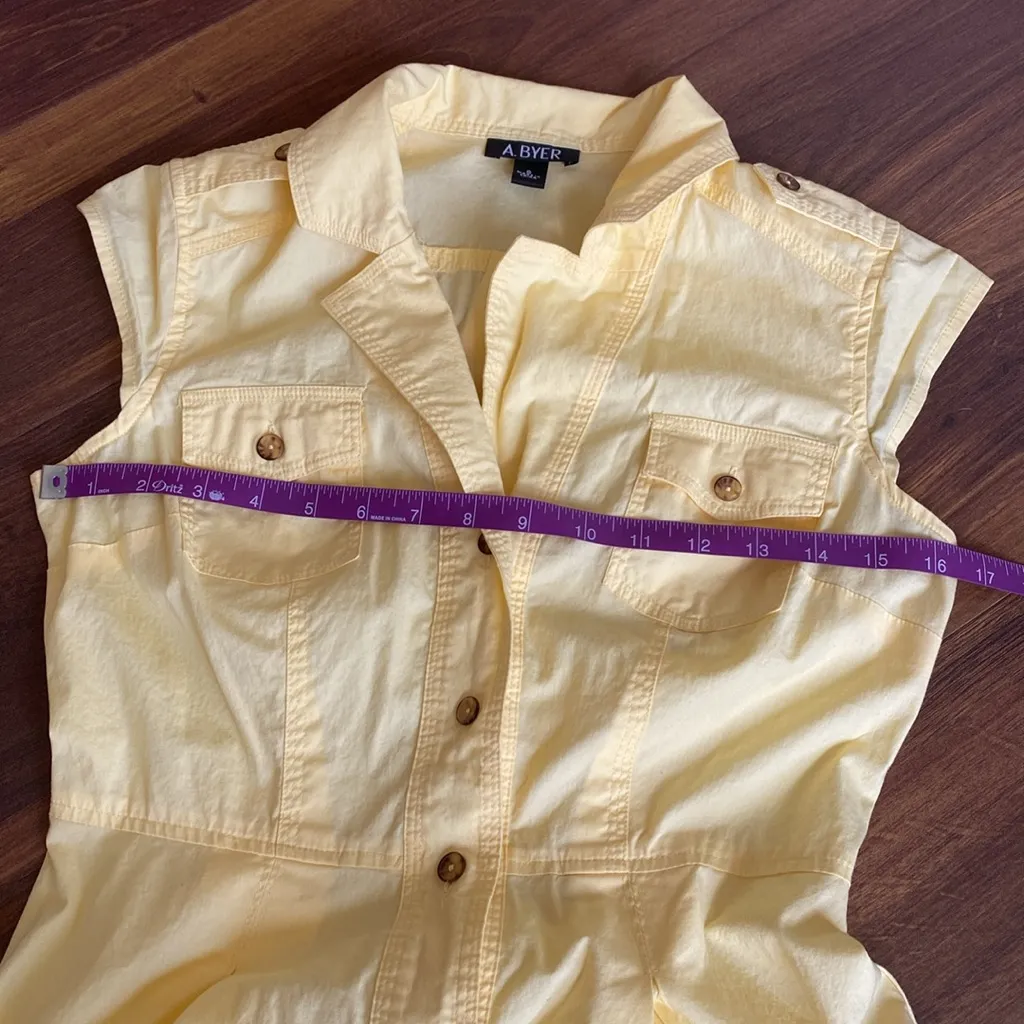 4/$20 A. Byer Yellow Cap Sleeve Sundress 97% Cotton Light Yellow - Image 7