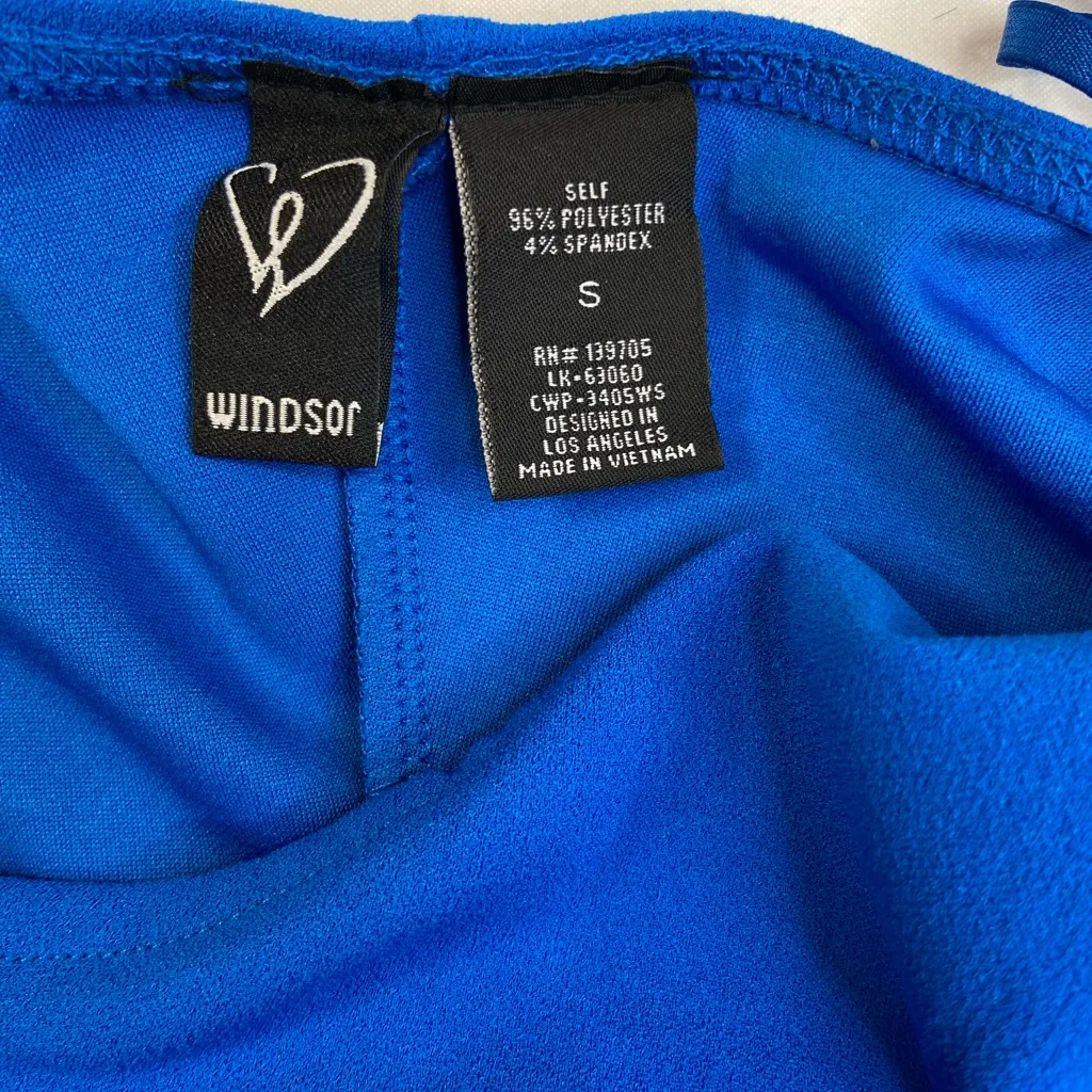 Windsor  Long Dress High Slit Royal Blue Wrap Front‎ Ruched on Side Size Small - Image 3