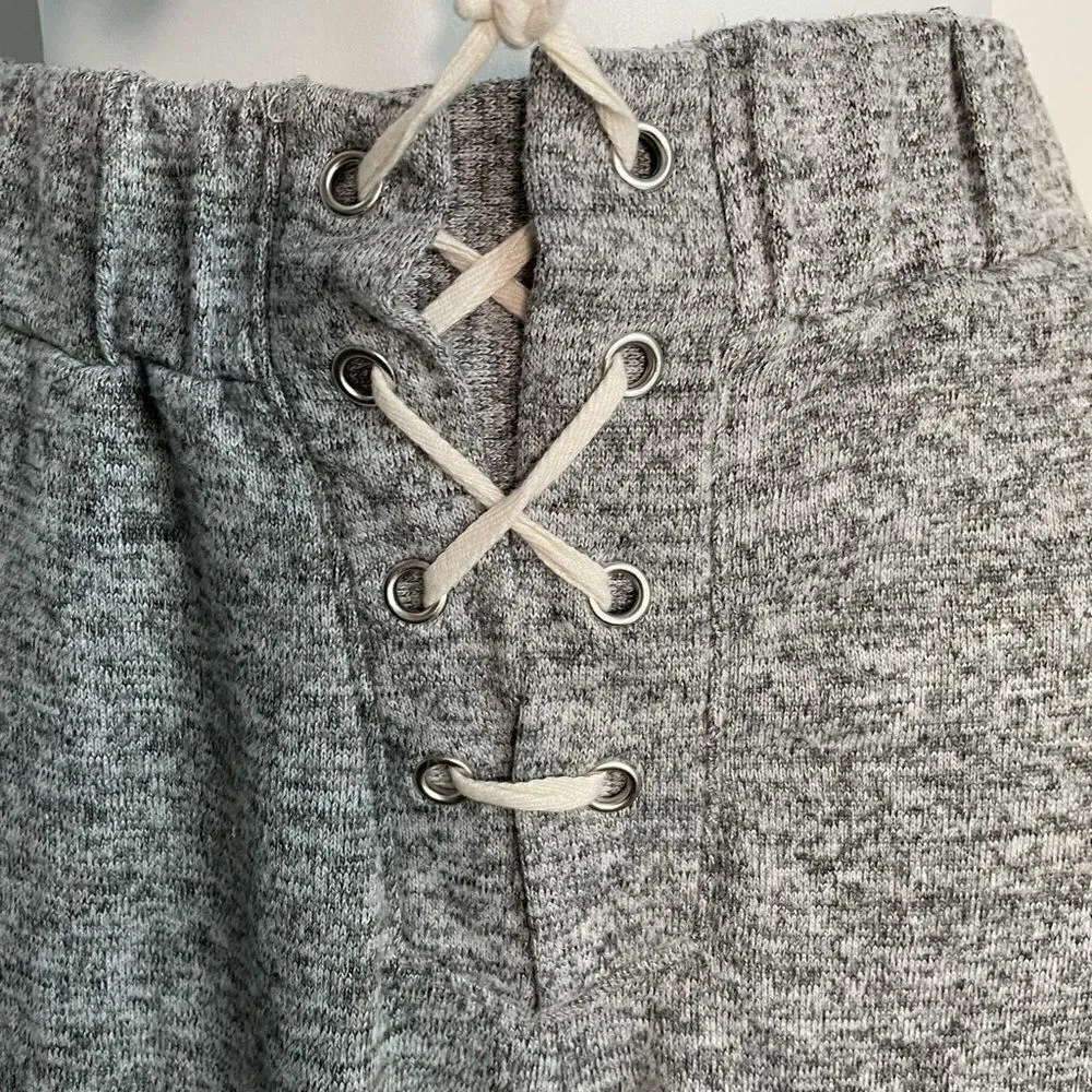 Lily White Knit Gray Heather Drawstring Joggers M - Image 3