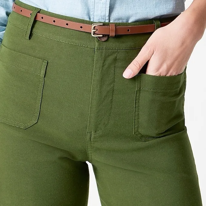 NWT J. Crew Lizzie Wide Leg Pants Size 34 (18) Pine Green High Rise Patch Pocket - Image 5