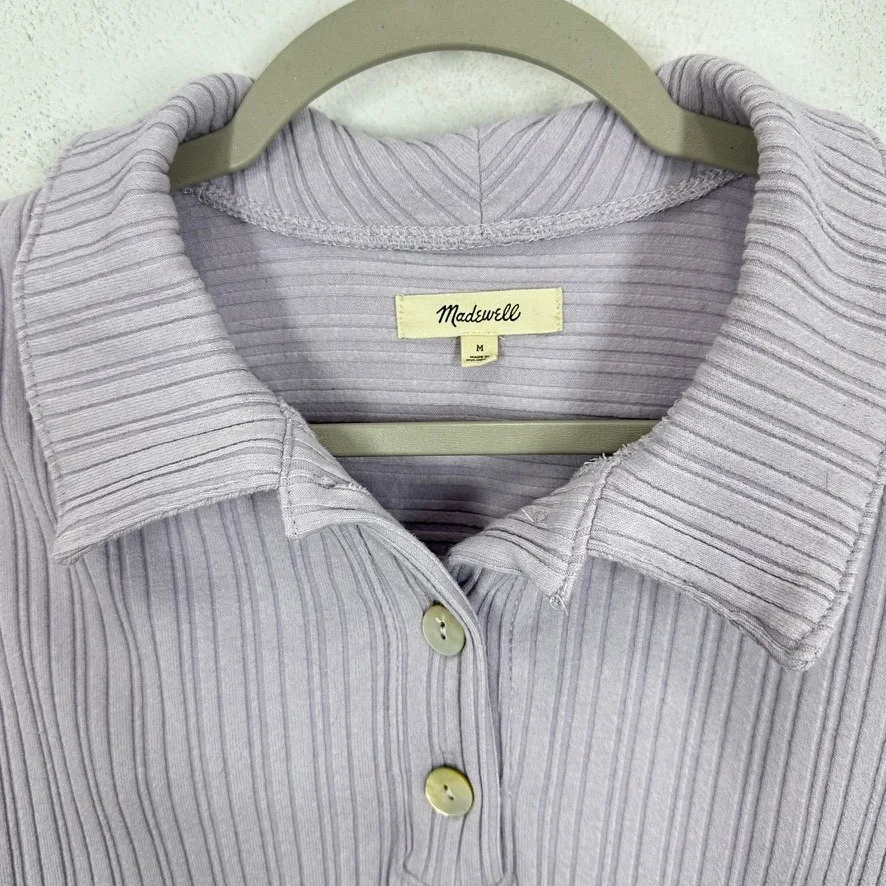 Madewell Ribbed Collared Long Sleeve Pullover Top Lavender Purple Size Medium - Image 6