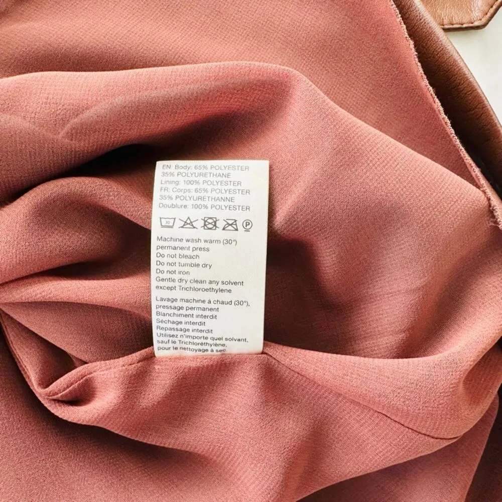 NANUSHKA Halli Vegan Leather Shirt Dress In Brown Size Small Belted Short Sleeve - Image 8