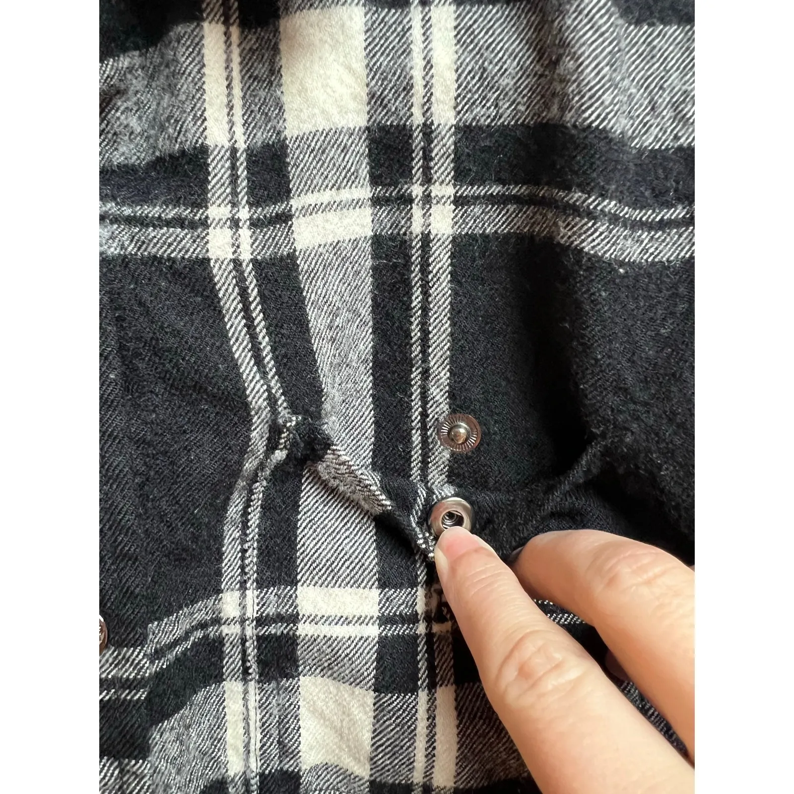 Lauren Ralph Lauren Black Plaid Button-Down Shirt Jacket Wool Small - Image 6