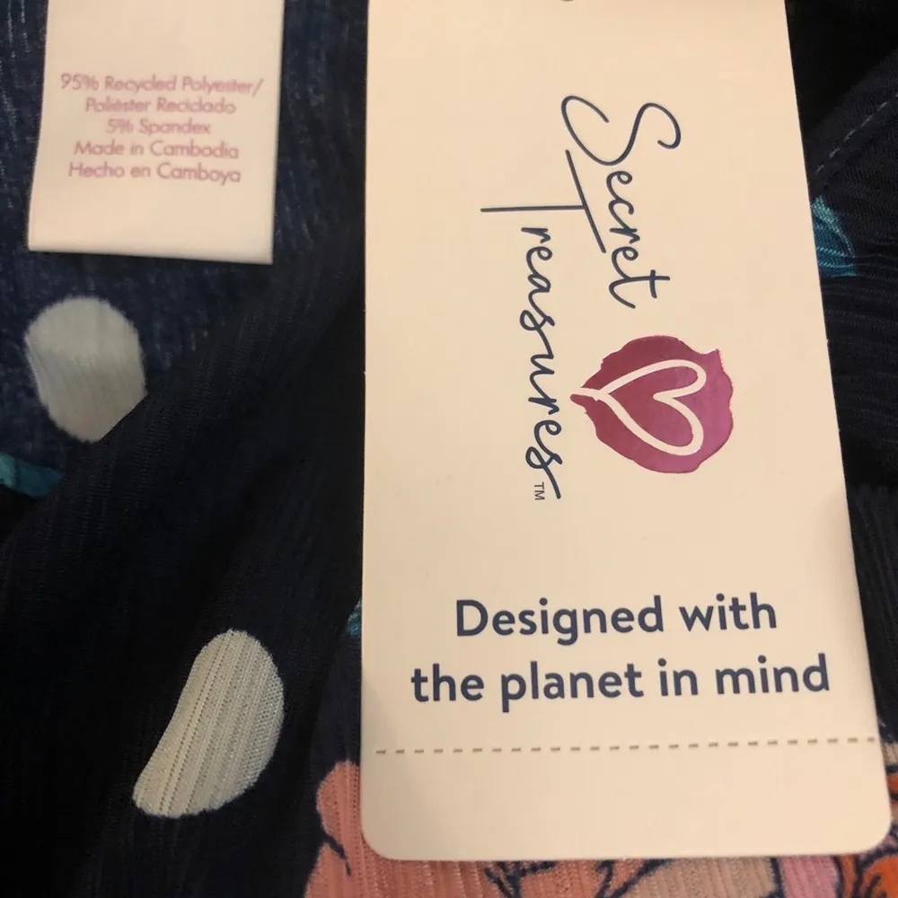 Womens Secret Treasures XL 16-18 Sleep Set Tie Front Top Cami & Short Floral New - Image 13