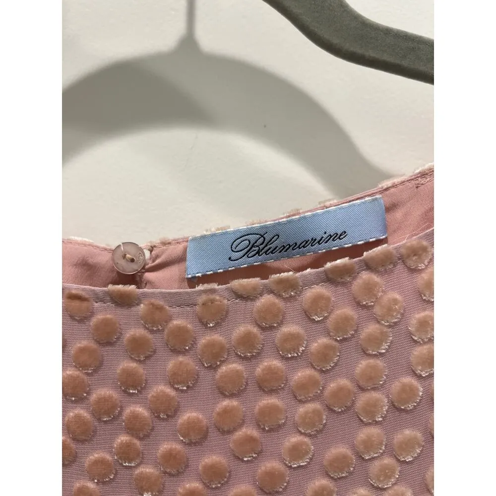 Blumarine Blush Pink Polka Dot Sheer Tiered Skirt Dress Sz 42 - Image 3