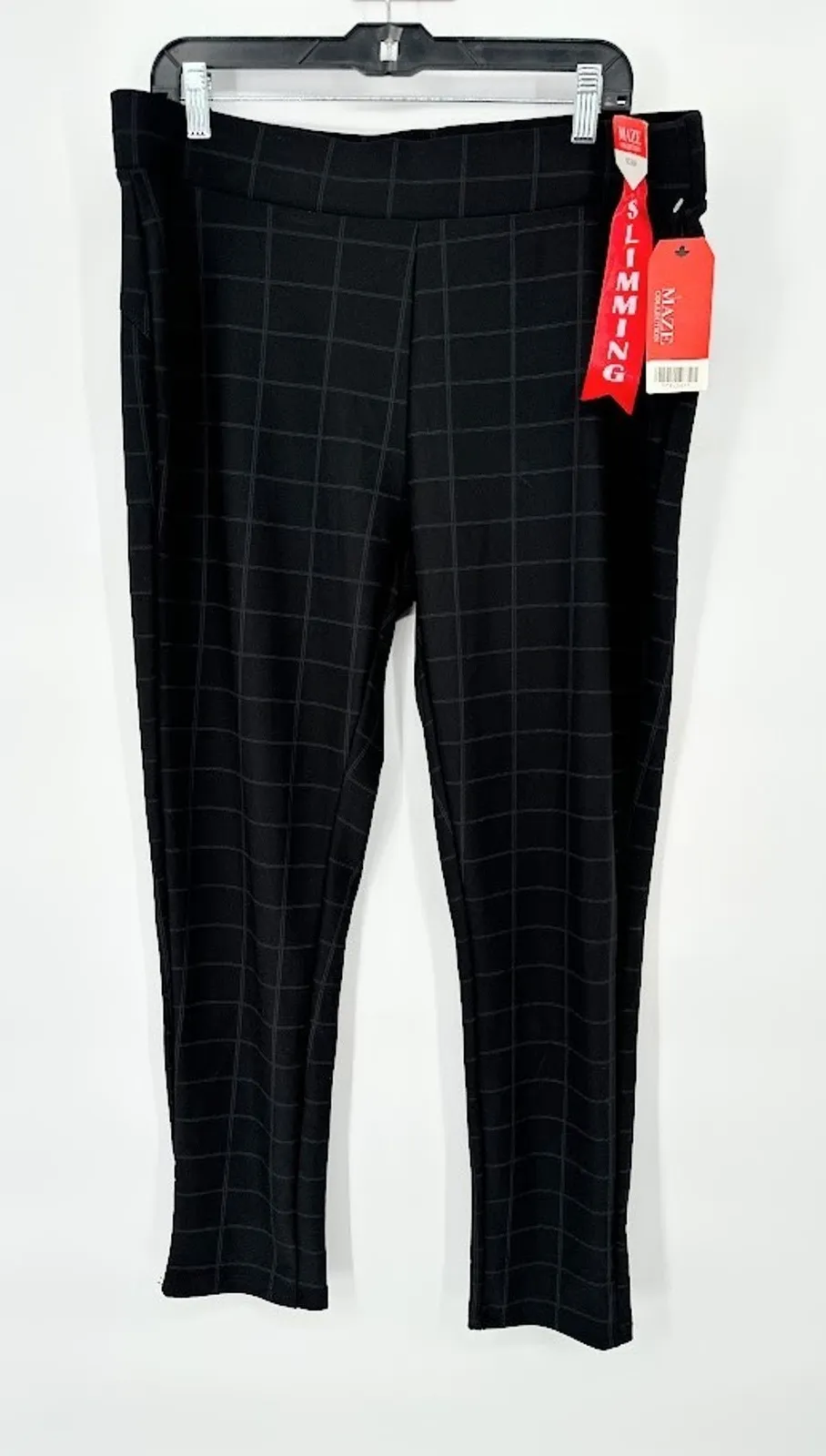 MAZE Collection Women Levanta Cola Slimming Scuba Control Plaid Pants Sz 3X Black - Image 1
