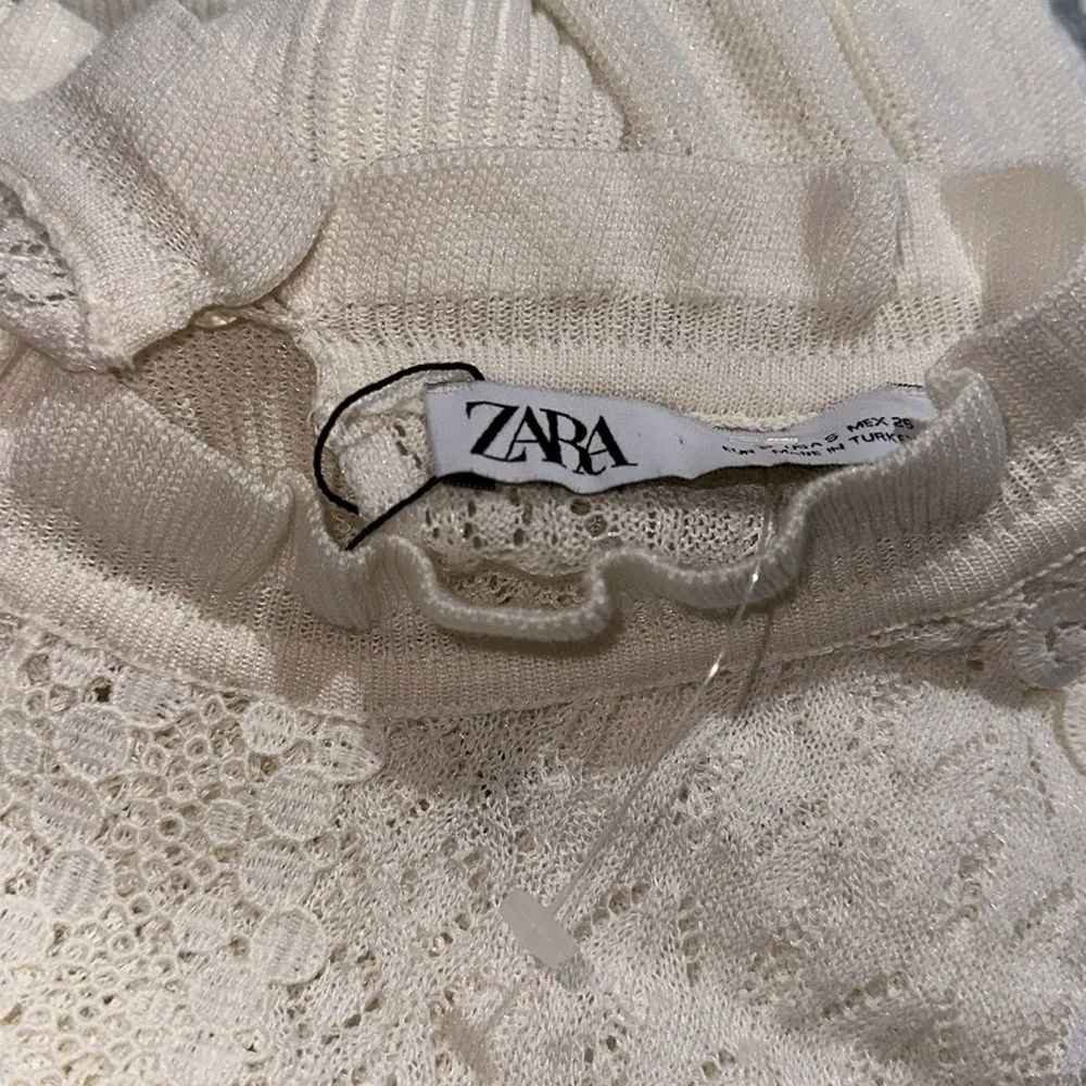 NWOT ZARA Zara Knit Lace Trim Crochet Top Contrast Lace Pointel - Image 7