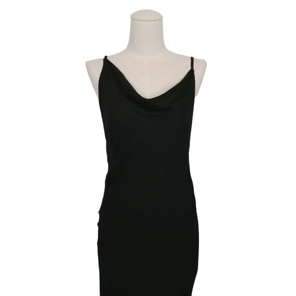 Indah Alice Cowl Neck Bias Cut Dress Black Sz Small - Image 4