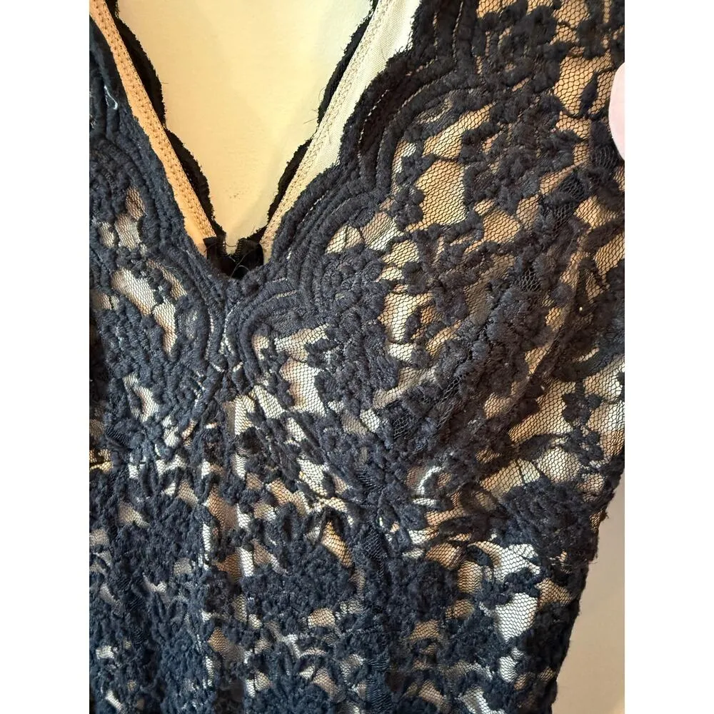Connected Apparel Sleeveless Plunge V-Neck Lace Maxi Dress Black Women's Size 14 - Image 4