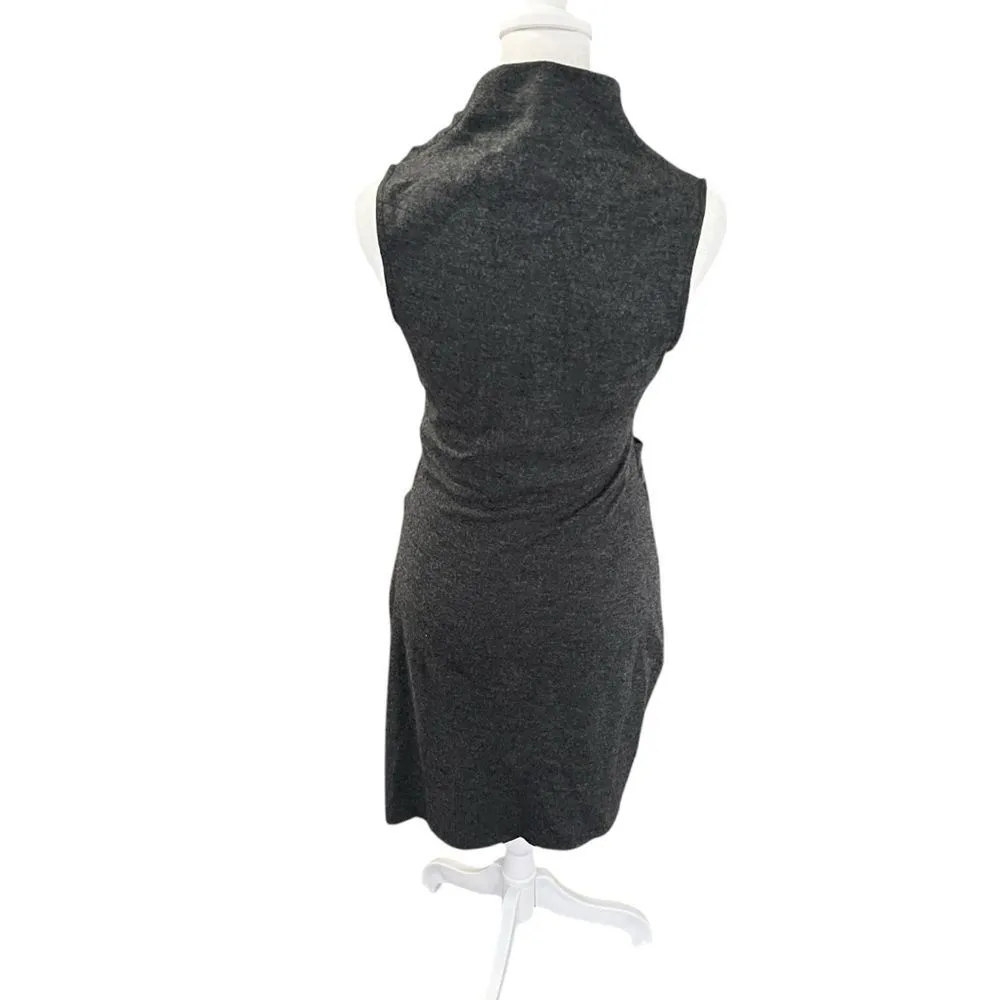 Helmut Lang Sonar Wool Gray Asymmetric Cowl Neck Fitted Sleeveless Dress S - Image 8