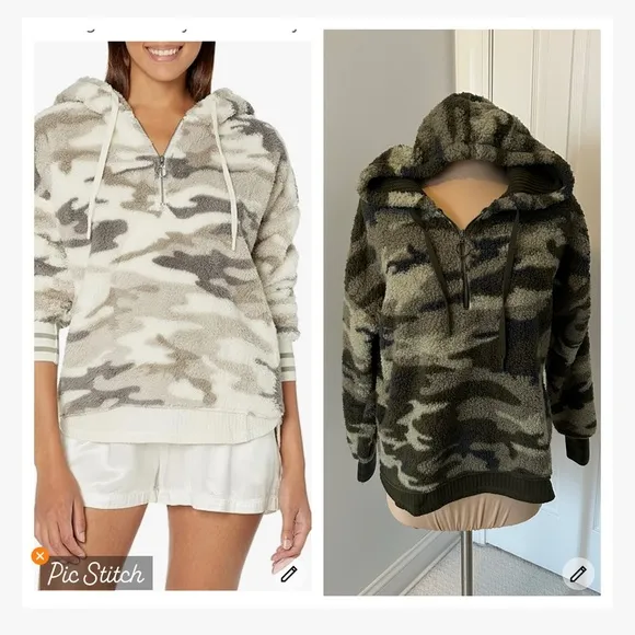 P.J.Salvage Fleece Camo Hoodie Green - Image 2