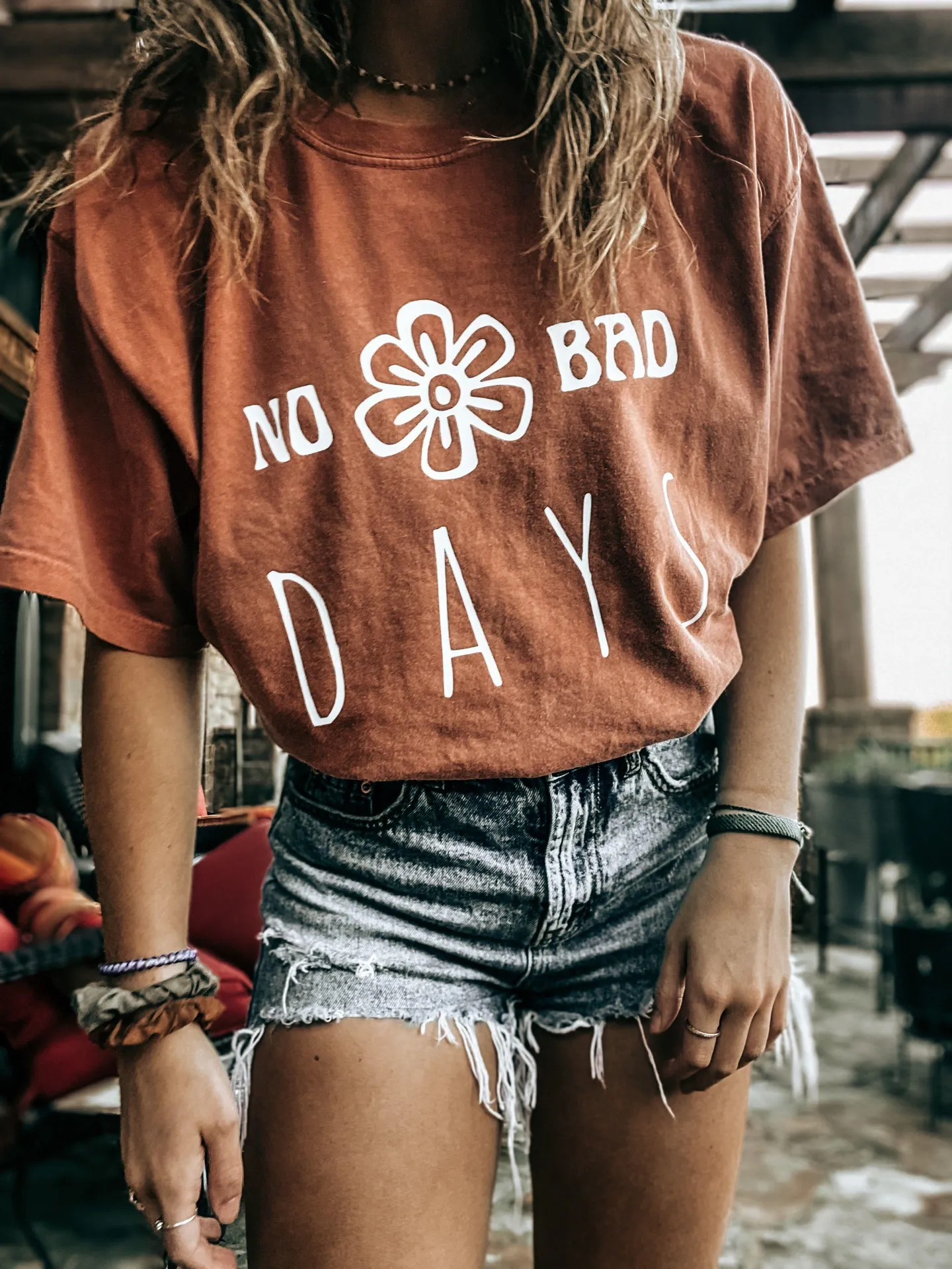Handmade No Bad Days Tee!! Blue Size M - Image 2