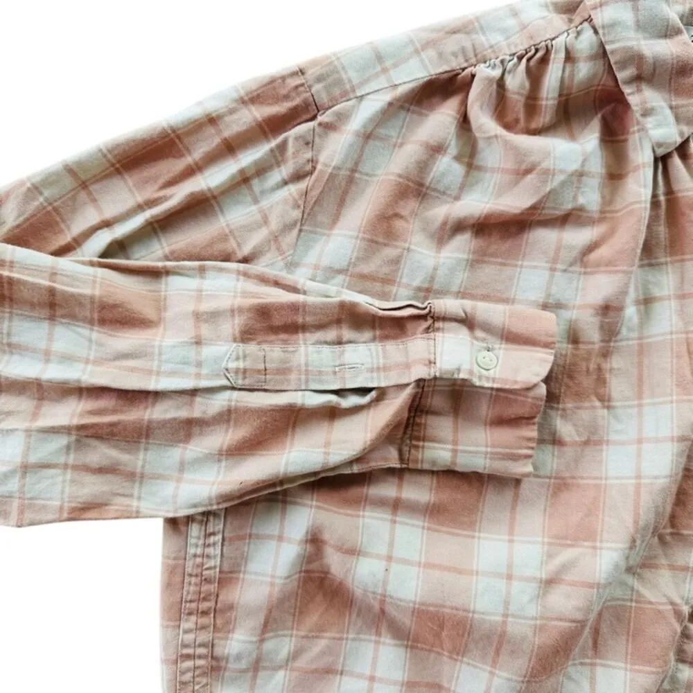 Madewell Pink Plaid Ladies Top Size XS Button Up Long Sleeve Beach Boho - Image 3