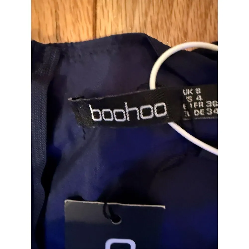 Boohoo Tall Women's Maxi Dress Size 4 Navy Blue Tiered Sleeve Formal - Image 10