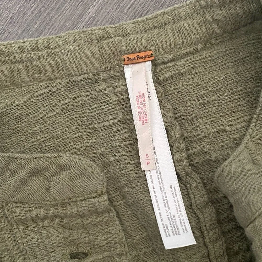 Free People Top Dolman Drape Poncho Flowy Cotton Olive Oversized - Image 2