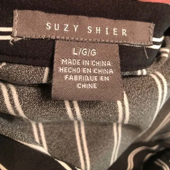 Suzy Shier Striped Shirtdress Sz L Black White - Image 5