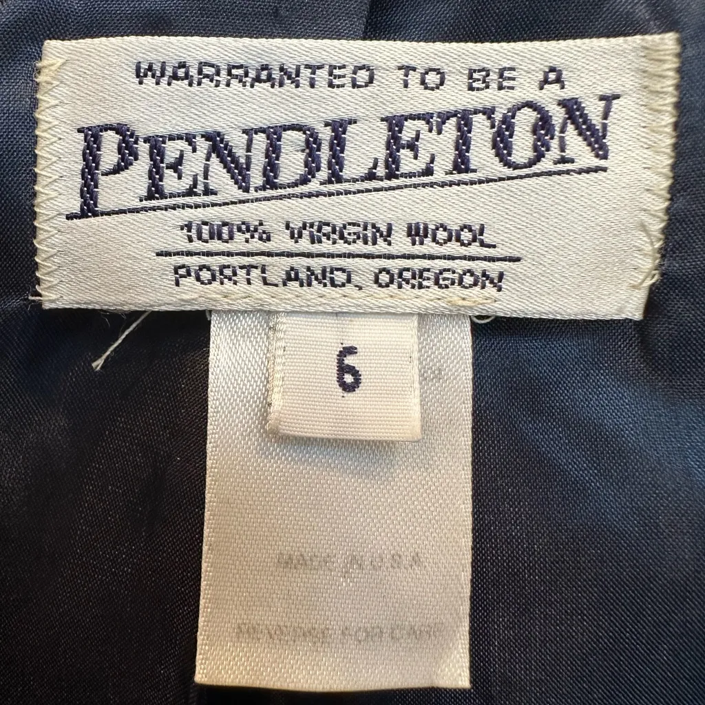 Vintage Pendleton 100% Wool Zip Up Charcoal Gray Tweed Herringbone Jacket Size 6 - Image 9