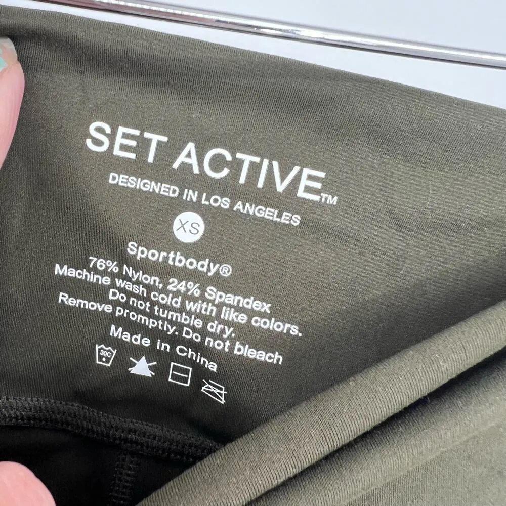 SET ACTIVE SPORTBODY LEGGING olive green smooth texture compression size XS - Image 6